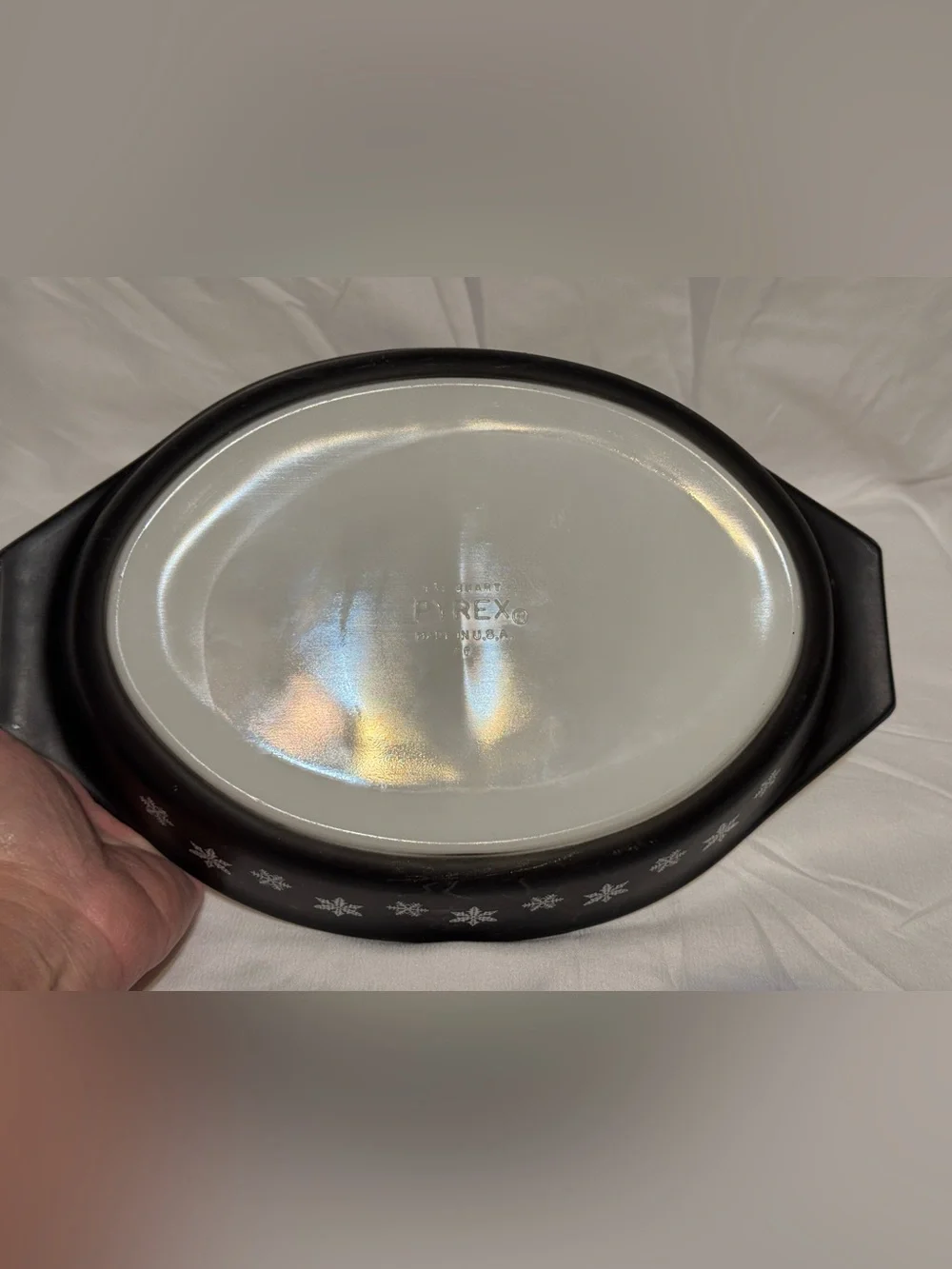 Pyrex Black Snowflake Divided Casserole